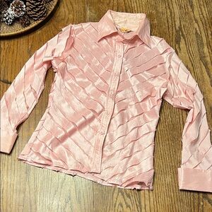 Vintage Eva Pale Pink Textured Women's Blouse